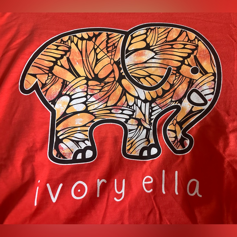Long Sleeve Ivory Ella Vibrant Red Tee-100% Organic Cotton, NWOT, Large